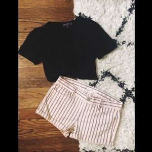 Loft by Ann Taylor • Cream Striped Shorts